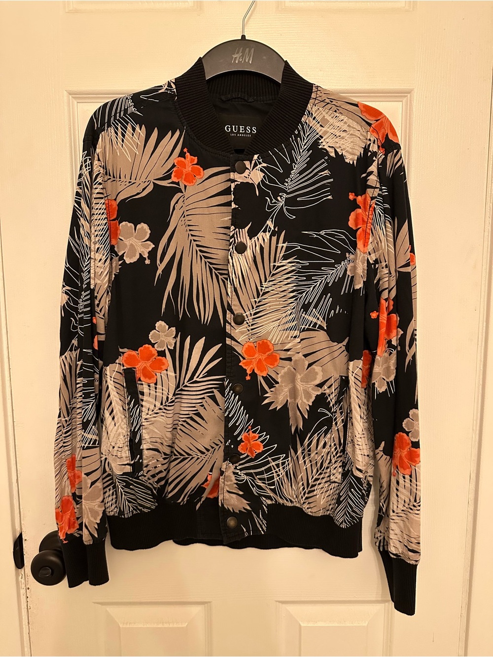 GUESS Floral Bomber Jacket button front